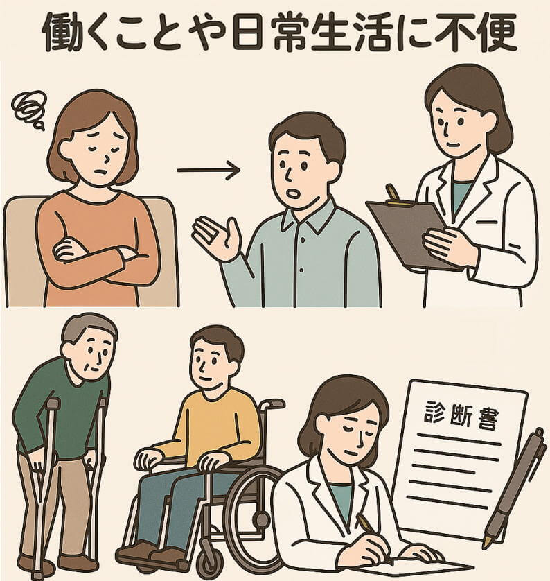 働くことや日常生活にどれだけ不便か